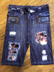 Flower Gardens OS Custom Designer Denim Printed Biker Short