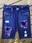 Starry Night OS Custom Designer Denim Printed Biker Short