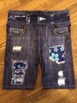 Blue Daisy Plus Custom Designer Denim Printed Biker Short