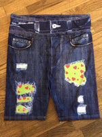 My Neon Heart Plus Custom Denim Printed Biker Short