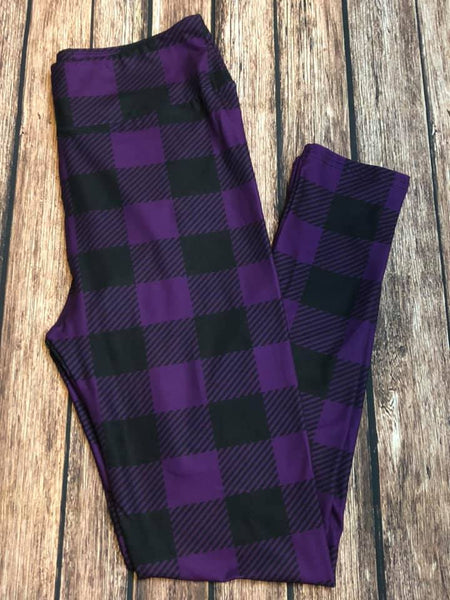 OS Purple Buffalo Plaid Custom Leggings