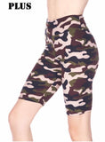 Plus Size Green Camo Biker Shorts