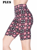 Heart Plaid Plus Biker Shorts